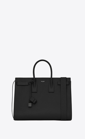 SAINT LAURENT Sac de Jour Men Man Large SAC DE JOUR Carry All Bag in Black Grained Leather a_V4